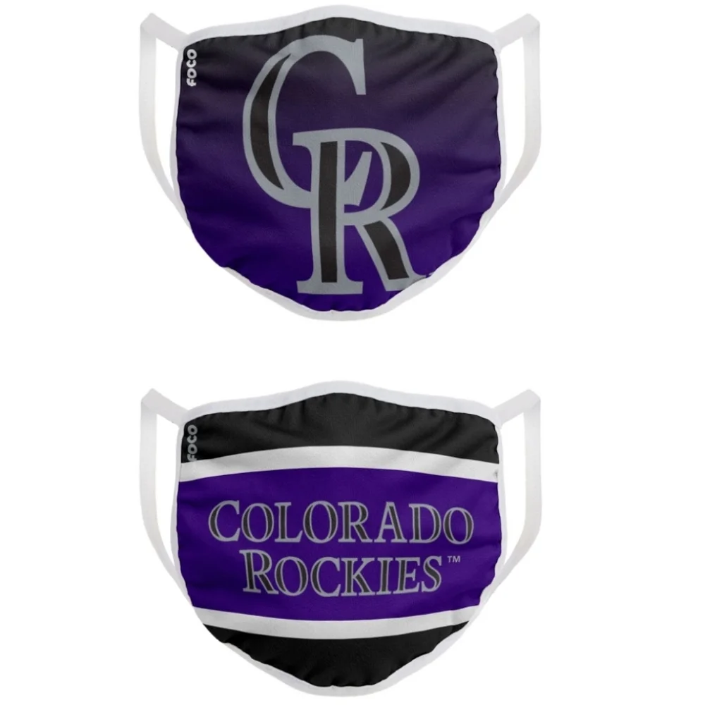 Official Colorado Rockies FOCO Adult Printed Face Mask Covering 2-Pack.
